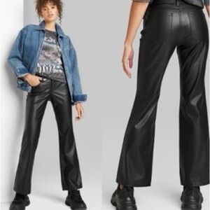 SOLD- Low Rise Flare Black Faux Leather Pants